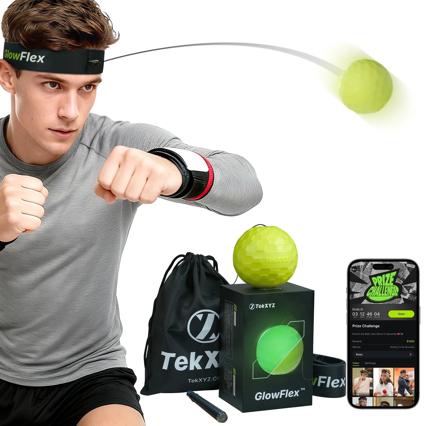 TekXYZ GlowFlex™ Boxing Reflex Ball