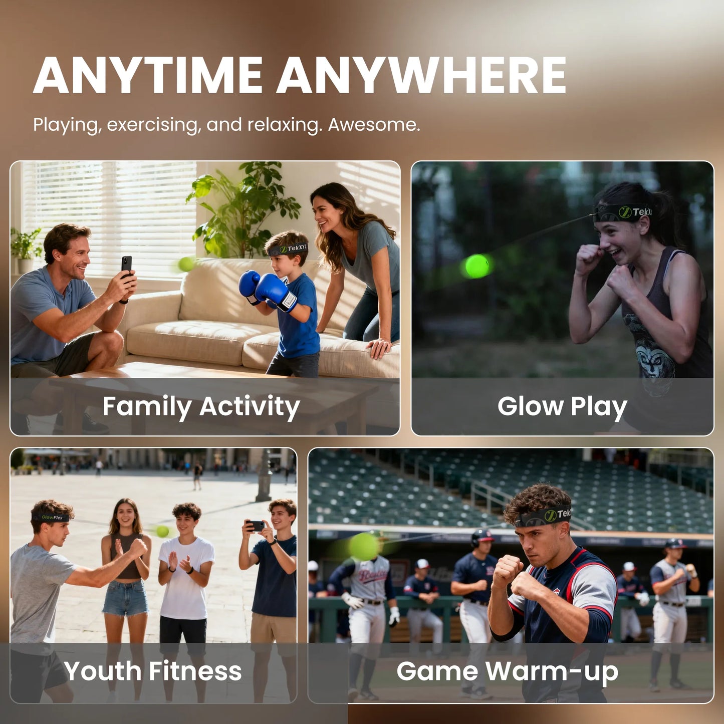 TekXYZ GlowFlex™ Boxing Reflex Ball