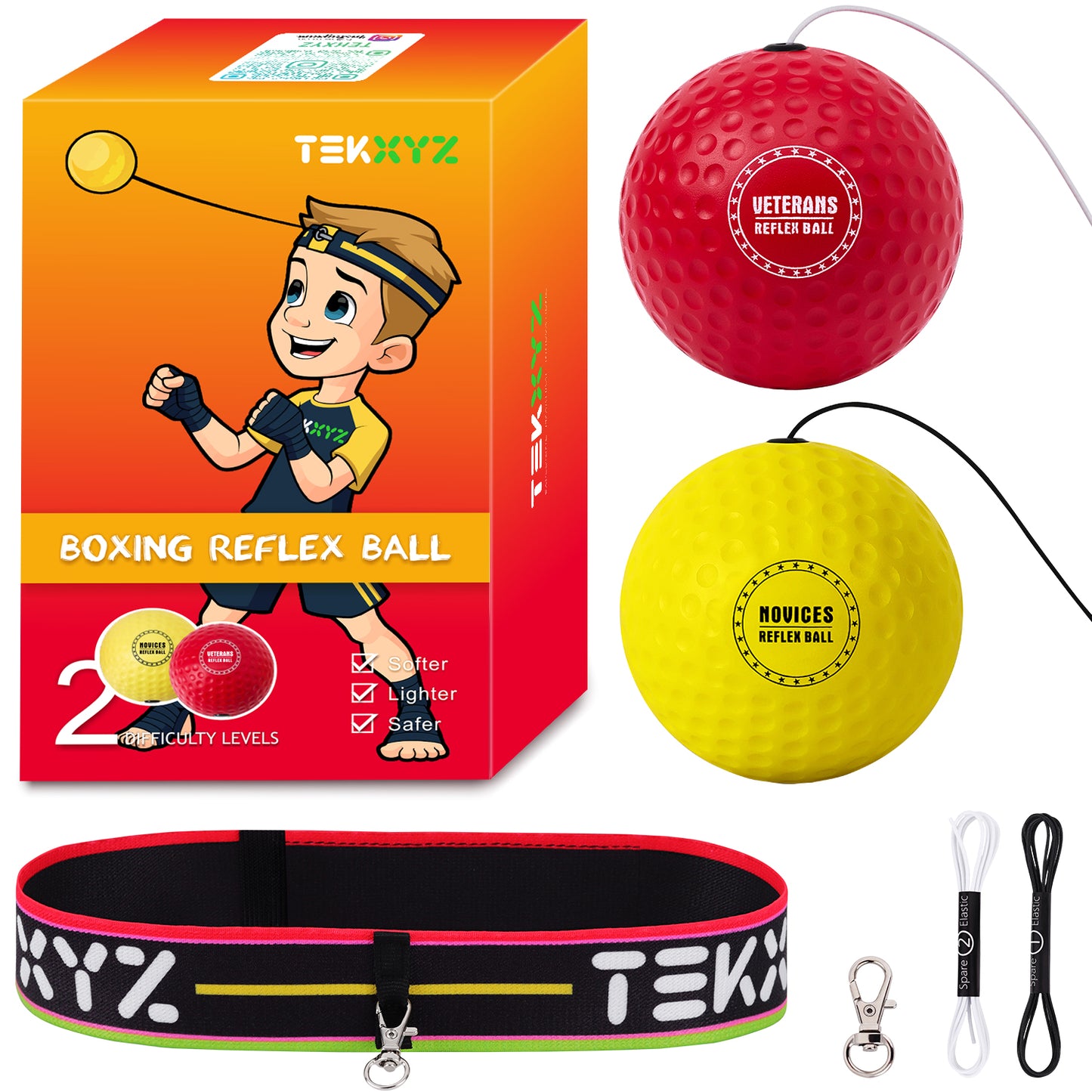 TEKXYZ Boxing Reflex Ball - 2 Difficulty Levels